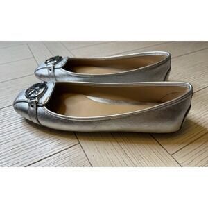 MICHAEL KORS‎ FULTON SILVER LEATHER MK LOGO MOCCASIN LOAFERS Women's Shoes 9.5 M